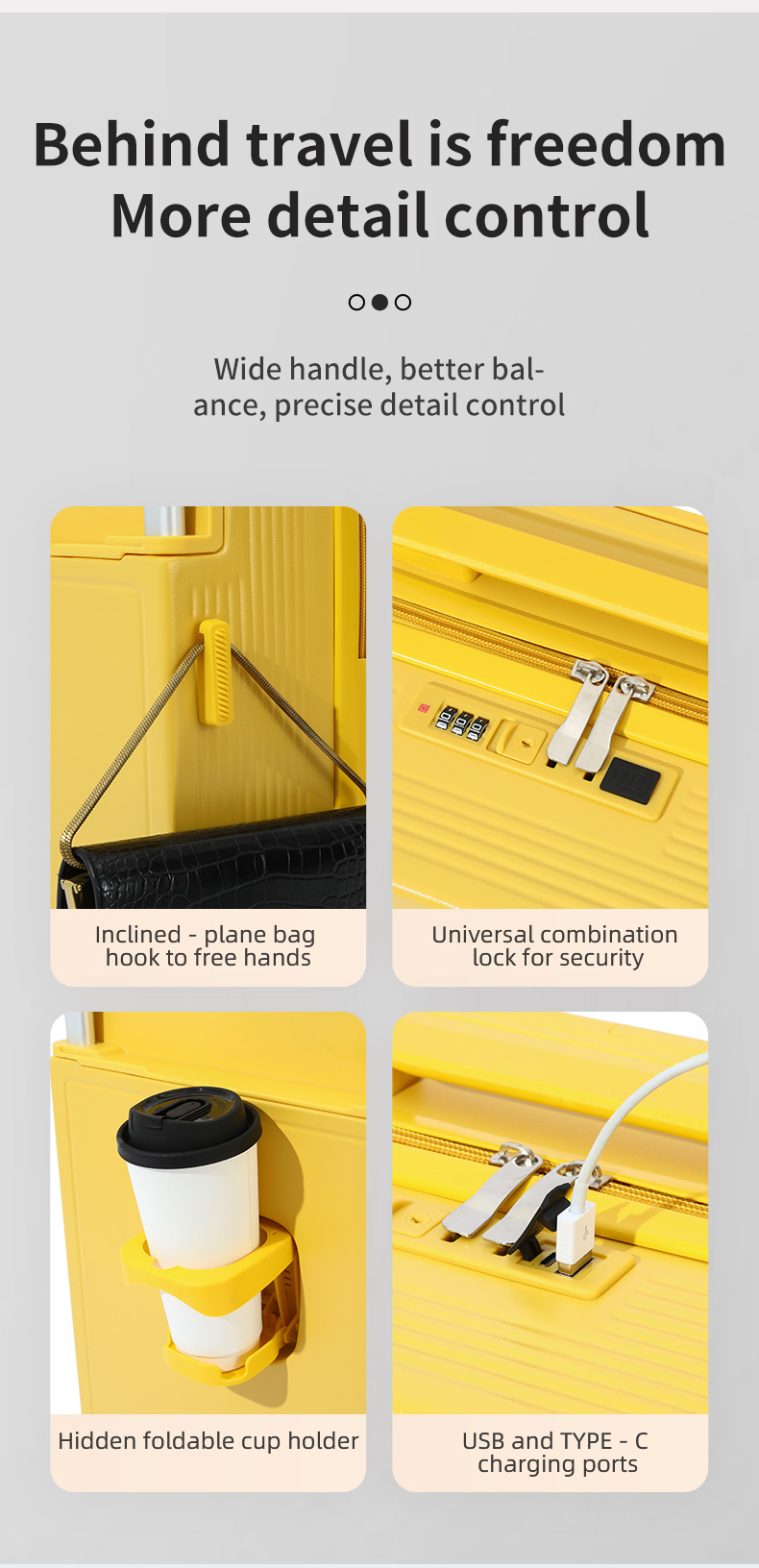 2025 Wide trolley suitcase, balanced force, Wide trolley suitcase 20 inch women's multifunctional travel universal wheel cabin suitcase