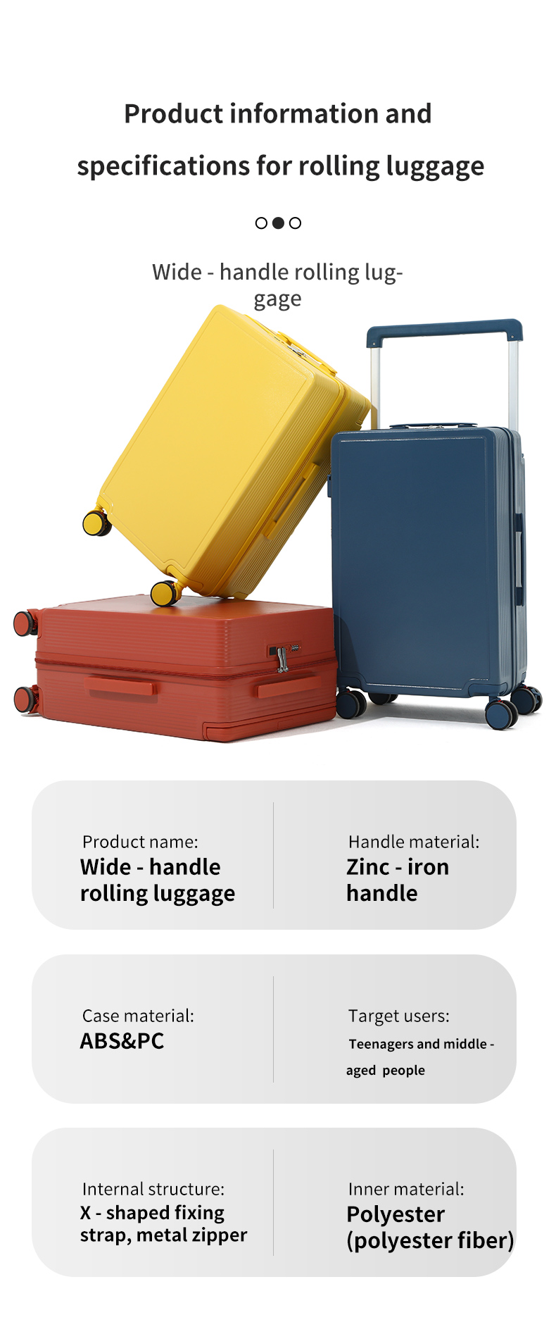 2025 Wide trolley suitcase, balanced force, Wide trolley suitcase 20 inch women's multifunctional travel universal wheel cabin suitcase