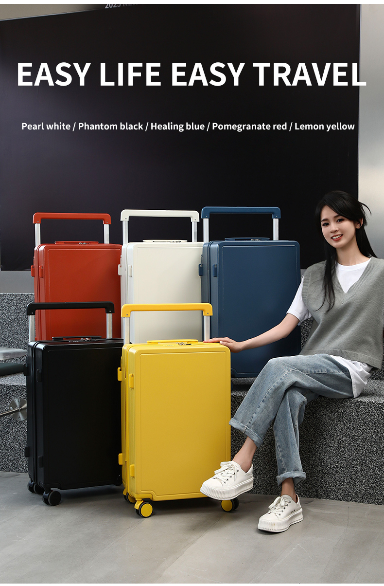 2025 Wide trolley suitcase, balanced force, Wide trolley suitcase 20 inch women's multifunctional travel universal wheel cabin suitcase
