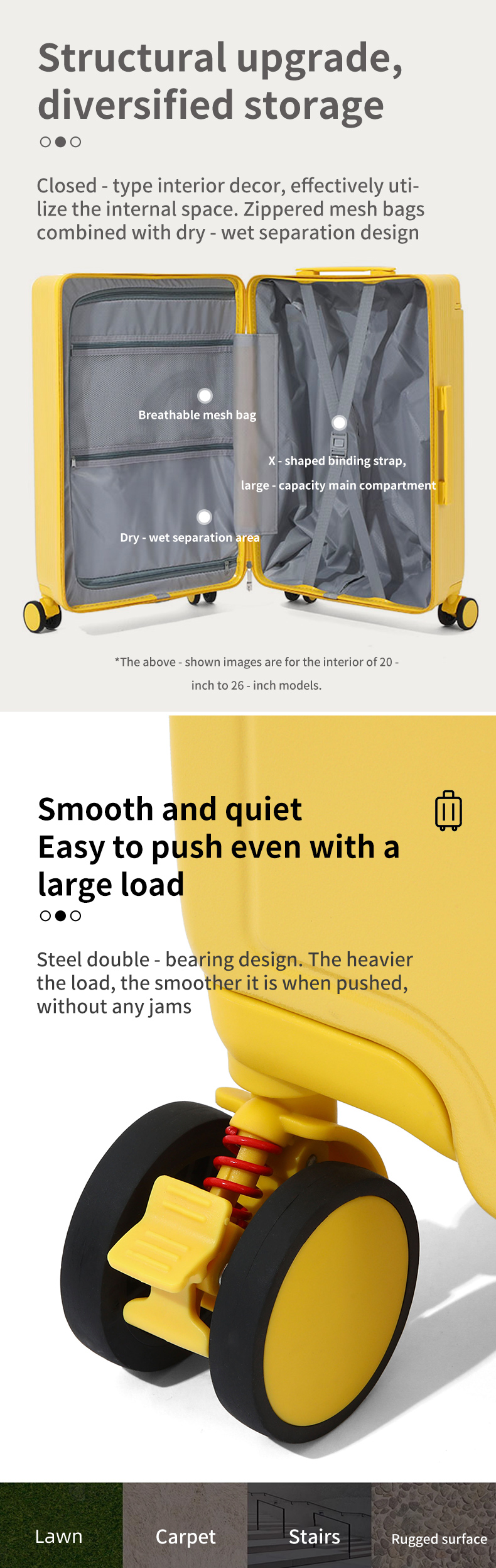 2025 Wide trolley suitcase, balanced force, Wide trolley suitcase 20 inch women's multifunctional travel universal wheel cabin suitcase