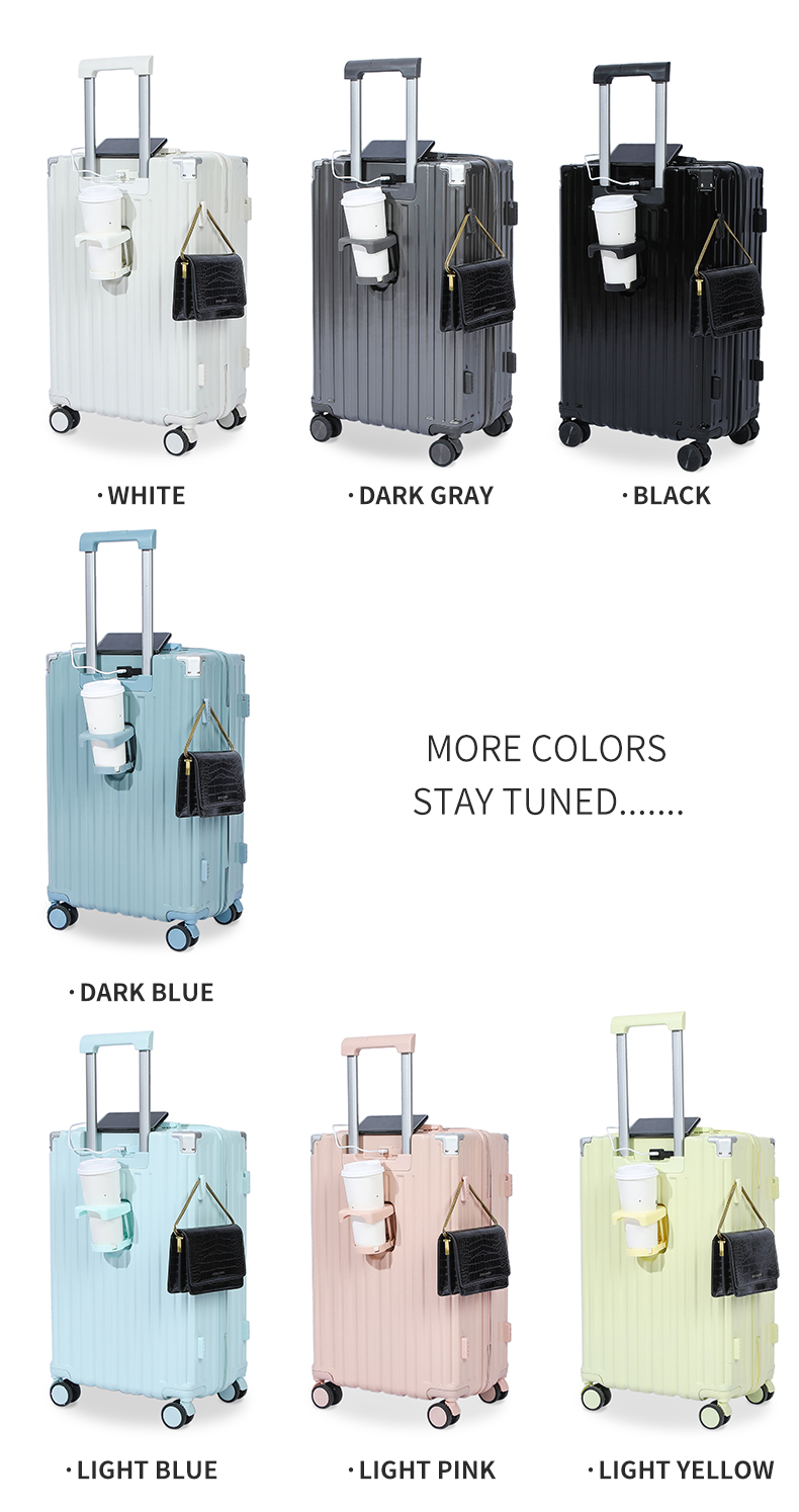 1682-20/22/24/26/28 inch ABS hardshell Ligtweight Carry on suitcase USB Charging interface and cup holder luggage,Family travel suitcase