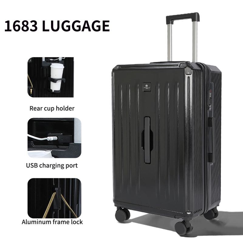 Large capacity, thickened, stylish zippered 28-inch/24-inch men's trolley luggage, women's universal wheel travel luggage with combination lock.
