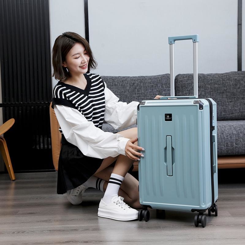 Large capacity, thickened, stylish zippered 28-inch/24-inch men's trolley luggage, women's universal wheel travel luggage with combination lock.