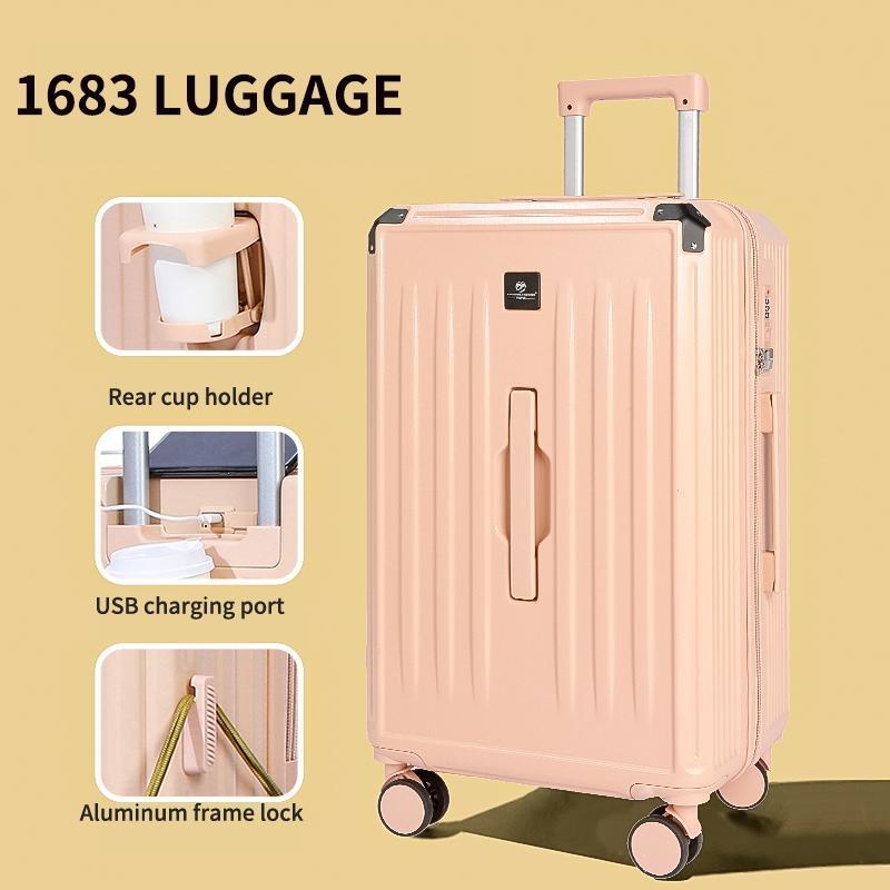 Large capacity, thickened, stylish zippered 28-inch/24-inch men's trolley luggage, women's universal wheel travel luggage with combination lock.