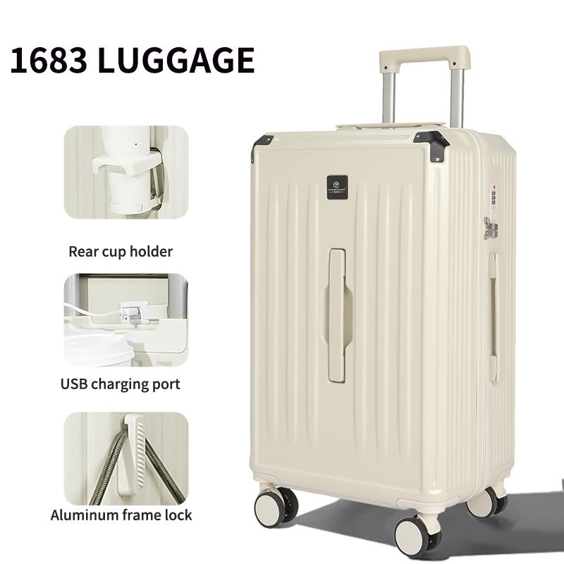 Large capacity, thickened, stylish zippered 28-inch/24-inch men's trolley luggage, women's universal wheel travel luggage with combination lock.