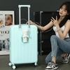 Pembukaan hadapan Bagasi wanita 2024 kata laluan roda berputar 360 ° baru dengan penutup cangkir 18 inci model ringan kecil trolley Bagasi(jaminan 1 tahun, kembalian bebas kerosakan)