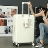 Pembukaan hadapan Bagasi wanita 2024 kata laluan roda berputar 360 ° baru dengan penutup cangkir 18 inci model ringan kecil trolley Bagasi(jaminan 1 tahun, kembalian bebas kerosakan)