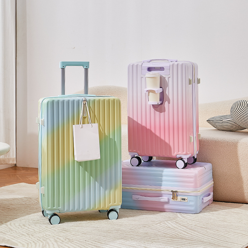 1901 Gradient Color Multifunctional luggage (with Cup Holder and Charging Port)