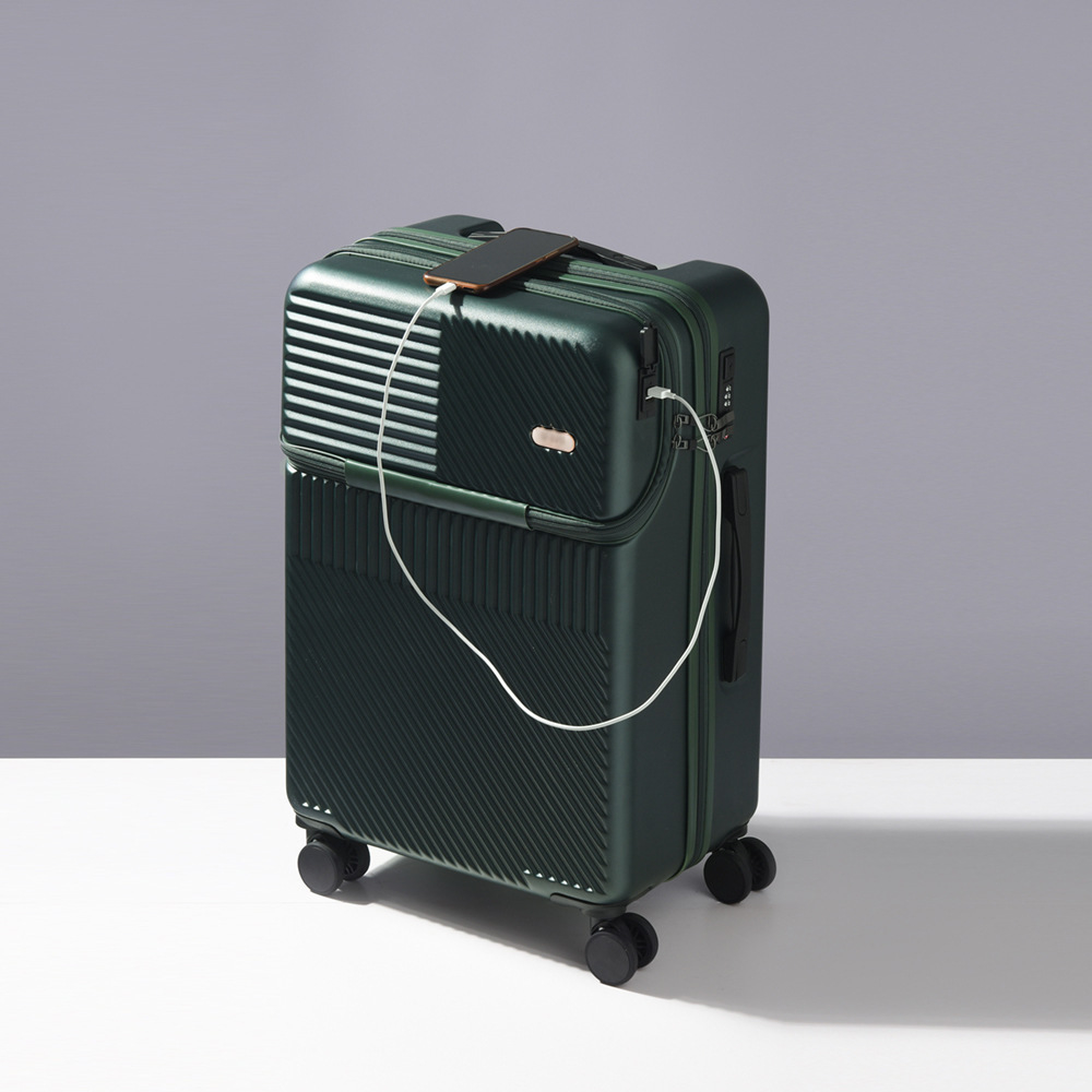 2024 Winter New Front Opening ABS Luggage USB Interface Silent Wheel Thickened Design Available in Multiple Sizes