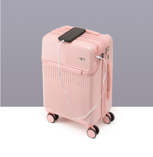 2024 Winter New Front Opening ABS Luggage USB Interface Silent Wheel Thickened Design Available in Multiple Sizes
