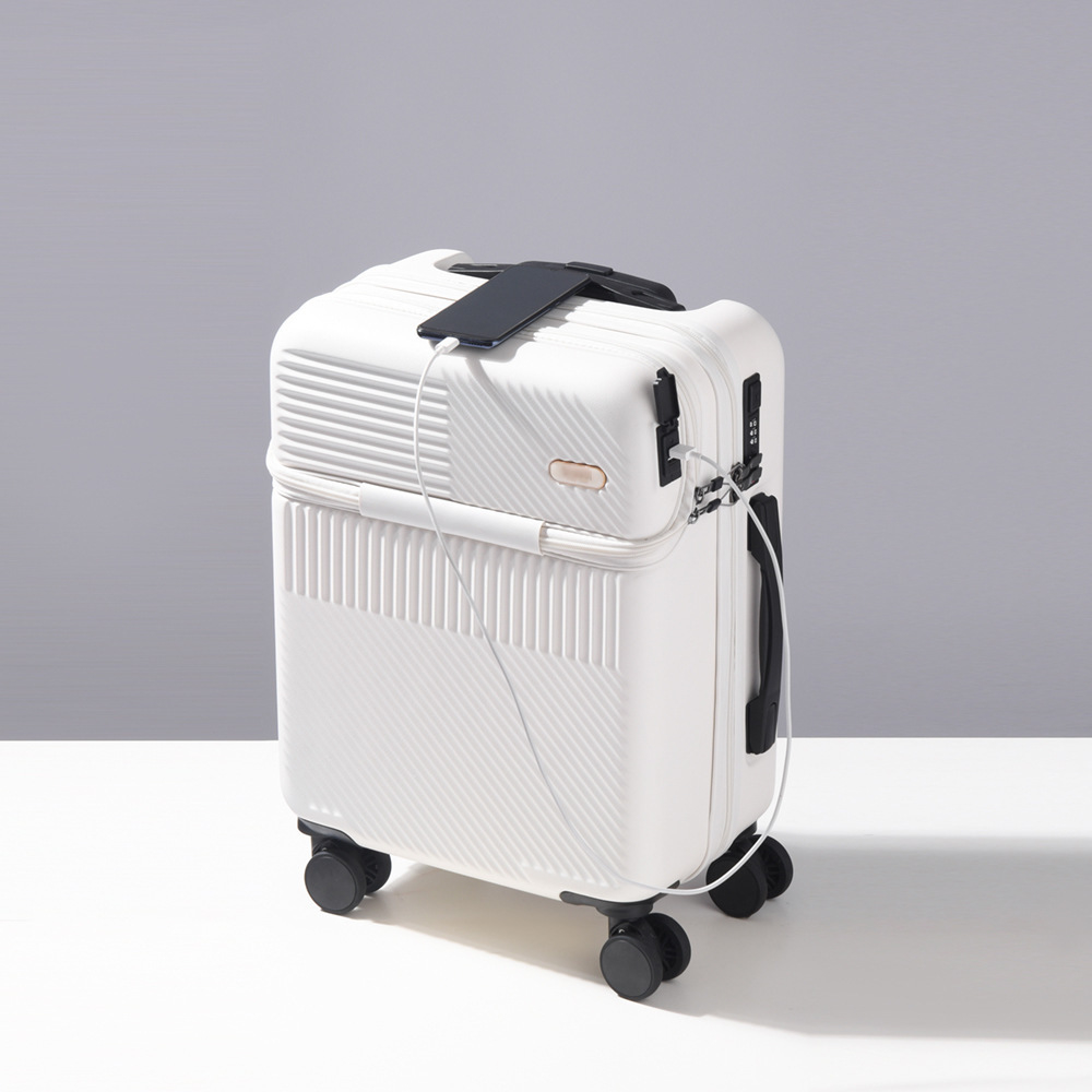 2024 Winter New Front Opening ABS Luggage USB Interface Silent Wheel Thickened Design Available in Multiple Sizes