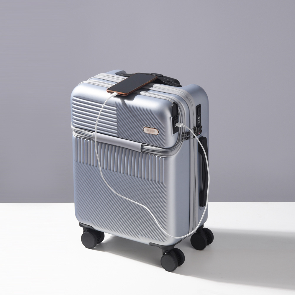 2024 Winter New Front Opening ABS Luggage USB Interface Silent Wheel Thickened Design Available in Multiple Sizes
