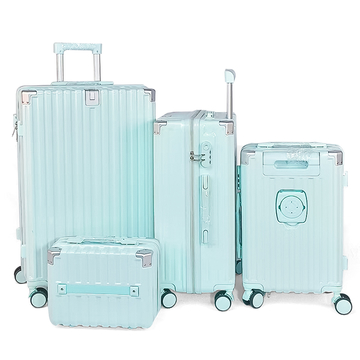 FASHION BUTLE 4-piece set luggage Family Activity Outdoor Cup Holder Suitcase  thickened anti-drop wear-resistant, equipped with USB charging port