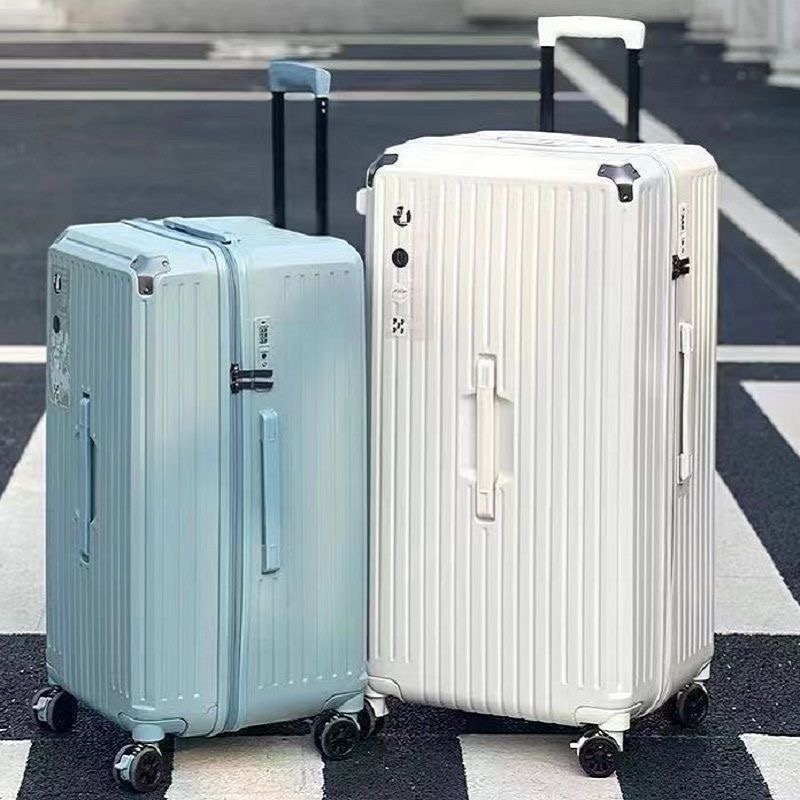 Large capacity, thickened, stylish zippered 28-inch/24-inch men's trolley luggage, women's universal wheel travel luggage with combination lock.